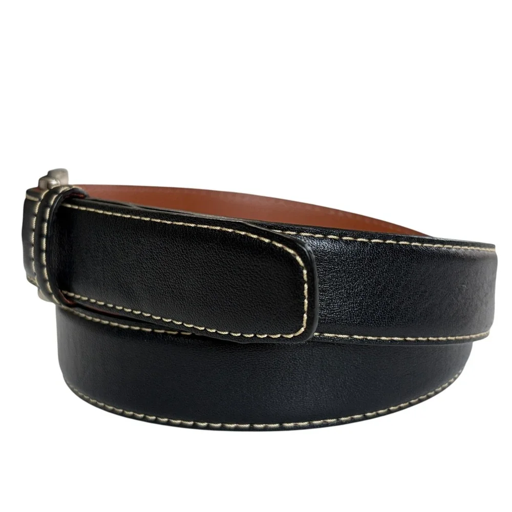 Johnston & Murphy Belt Mens Leather Classic Excellent Stitching 34 Black